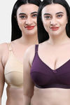 Maroon Clothing Single Layered Non Wired Full Coverage Sag Lift Bra (Pack of 2) - Multicolor — thumbnail 1